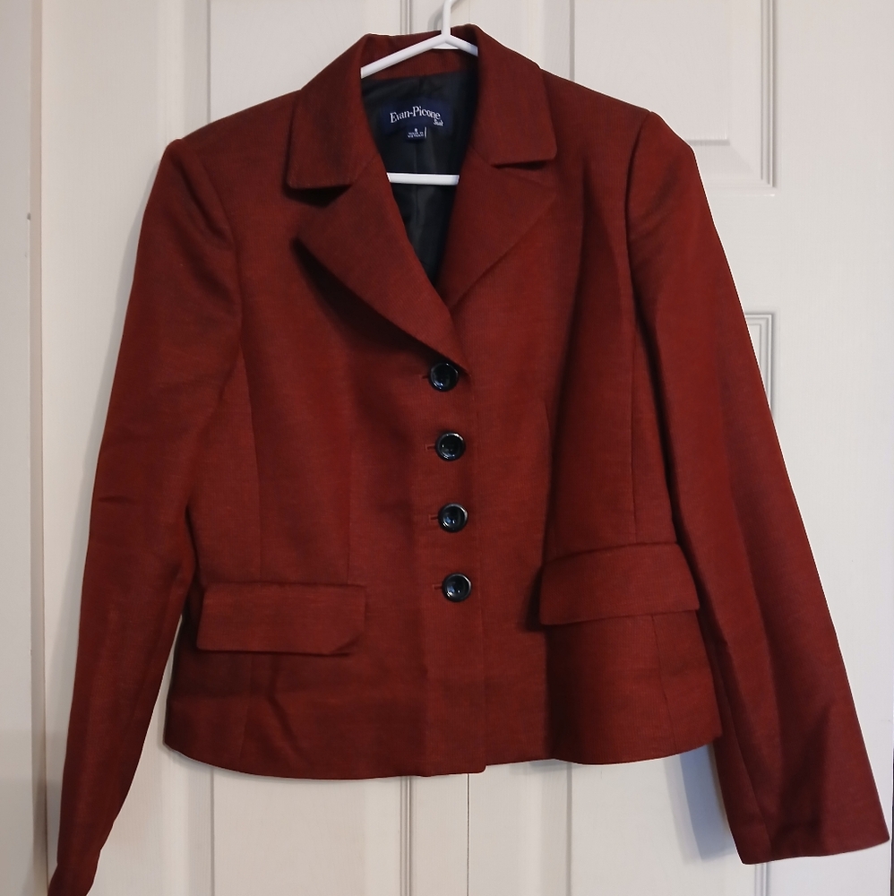 Evan Picone Suit Dark Red Blazer Jacket Size 8